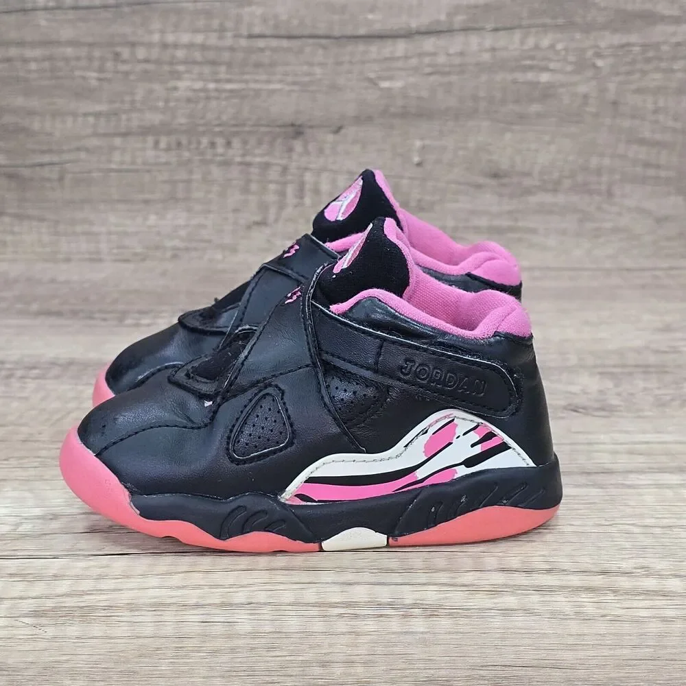 Nike Air Jordan 8 Retro Toddler's Size 7C Black Pink Shoes Sneakers (CN8093-006)